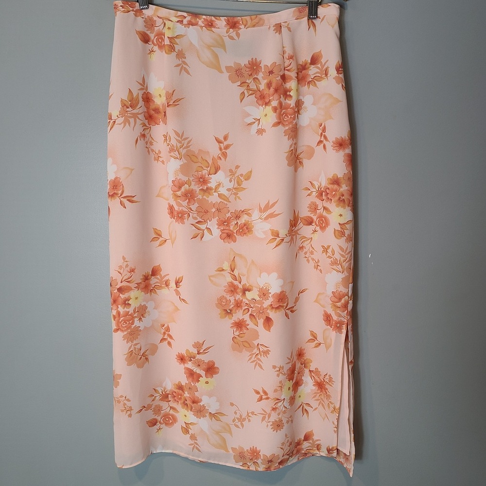 Vtg Y2K Maxi Skirt Women Sz L Boho Gypsy Fairy Grunge Floral 90s Cottage Dainty